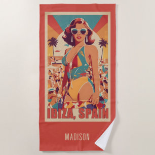 Individuelle Name Ibiza, Spanien Reiseplakat Strandtuch