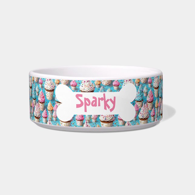 Individuelle Name Ice Cream Muster Pet Dog Napf (Vorderseite)