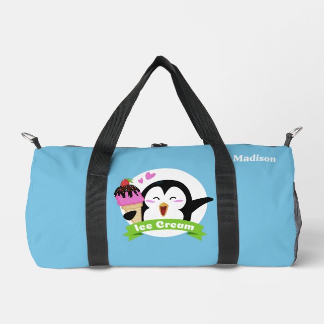 Individuelle Name Ice Cream Pinguin Duffle Bag (Vorderseite)