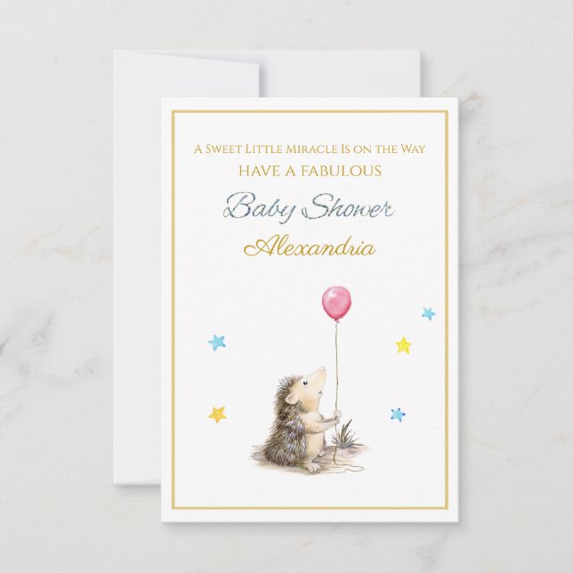 Individuelle Name Igel mit Ballon Babydusche (Vorderseite)