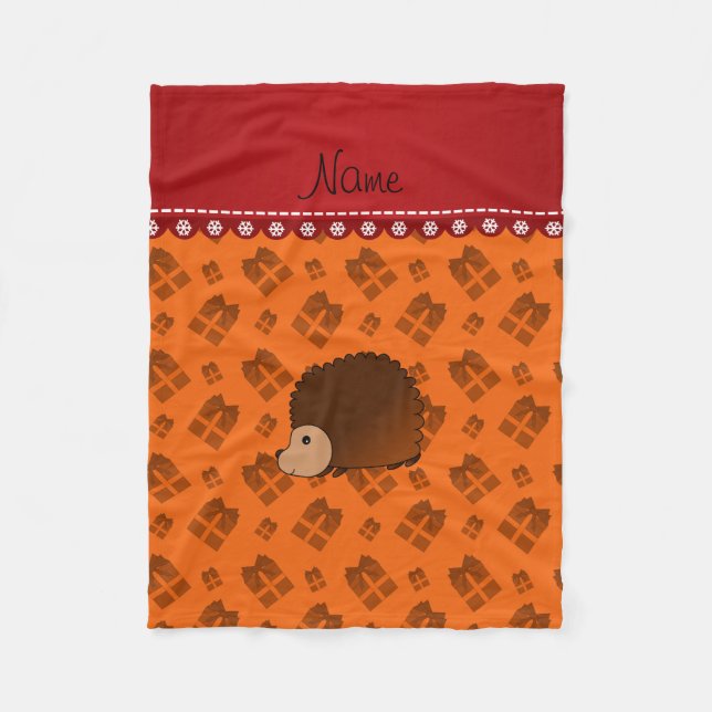 Individuelle Name Igel Orangenschenken Fleecedecke (Vorderseite)