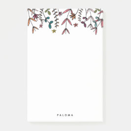 Individuelle Name Illustriert Florals Personalisie Post-it Klebezettel
