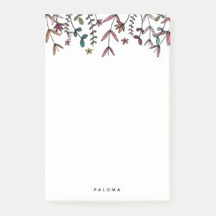 Individuelle Name Illustriert Florals Personalisie Post-it Klebezettel