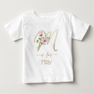 Individuelle Name Imitate Gold Erstfarben-Blume Baby T-shirt