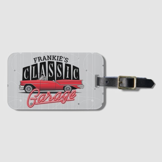 Individuelle Name Imitate Neon 1950er Jahre Classi Gepäckanhänger (Vorderseite (Horizontal))