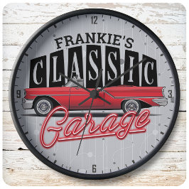 Individuelle Name Imitate Neon Classic Car Vater G Große Wanduhr
