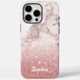 Individuelle Name Imitate Rose Gold Glitzer Weißer iPhone 16 Pro Max Hülle