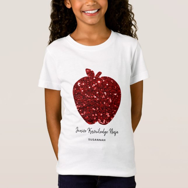 Individuelle Name Imitats Gitter Red Apple School  T-Shirt (Vorderseite)