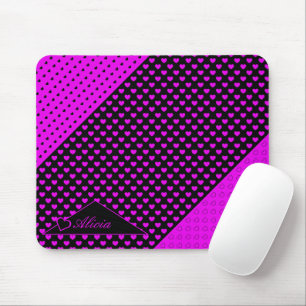 Individuelle Name in den Farben Schwarz und Rosa Mousepad
