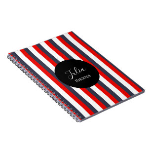 Individuelle Name in Rot, Weiß und Blau Notizblock