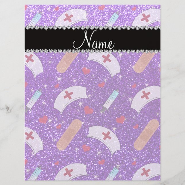 Individuelle Name indigo lila Glitzer Krankenschwe Flyer (Vorne)