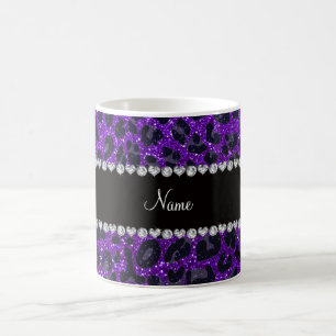 Individuelle Name indigo lila Glitzer Leopardruckd Kaffeetasse