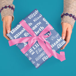 Individuelle Name Initial Monogram Blue White Gift Geschenkpapier