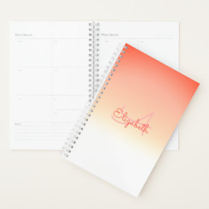 Individuelle Name Initial Monogram Coral White Omb Planer