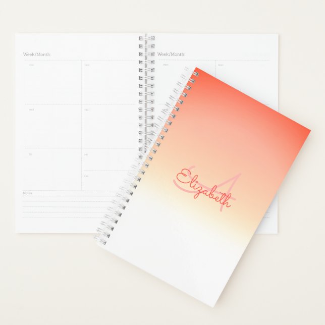 Individuelle Name Initial Monogram Coral White Omb Planer (Anzeige)