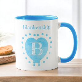 Individuelle Name Initial Polka Dot Blue Heart Tasse