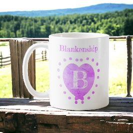 Individuelle Name Initial Polka Dot Lila Herz Kaffeetasse