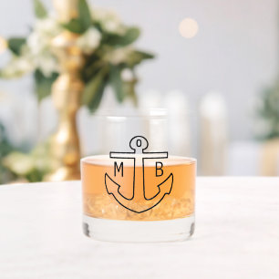 Individuelle Name Initials Simple Black Nautical A Whiskyglas