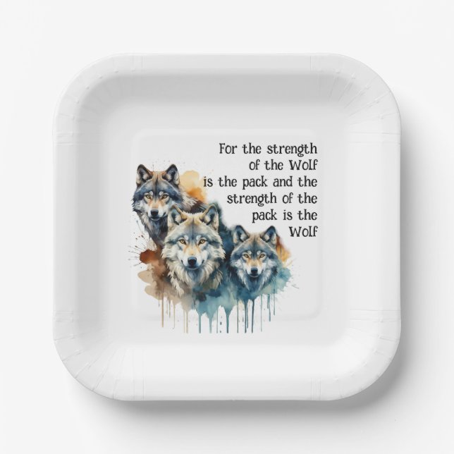 Individuelle Name Inspiration Wolf Quote Stratset  Pappteller (Vorderseite)