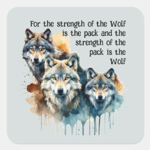 Individuelle Name Inspiration Wolf Quote Stratset  Quadratischer Aufkleber