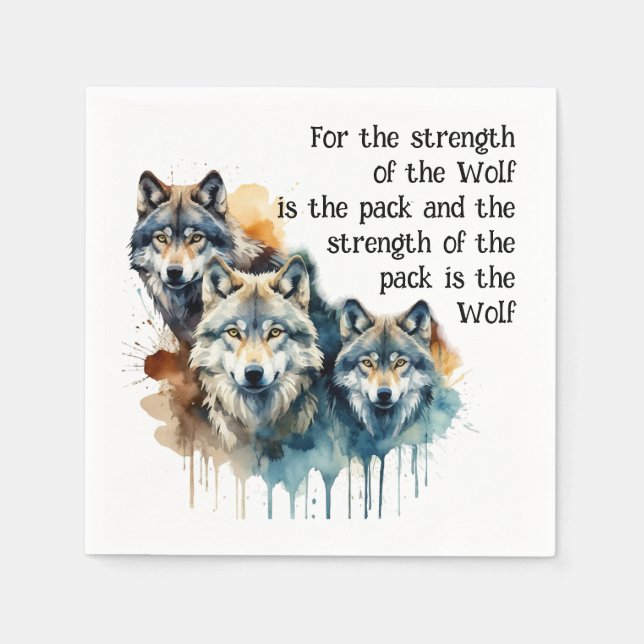 Individuelle Name Inspiration Wolf Quote Stratset  Serviette (Vorderseite)