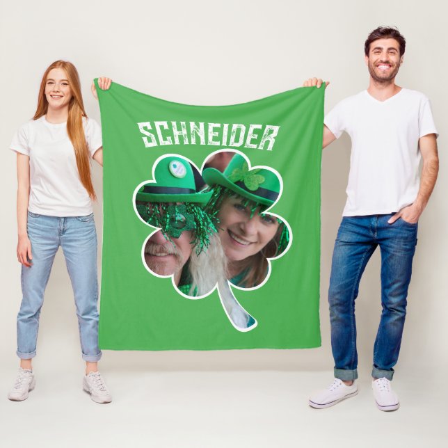 Individuelle Name Irish Klee Foto St Patricks Day Fleecedecke (Beispiel)