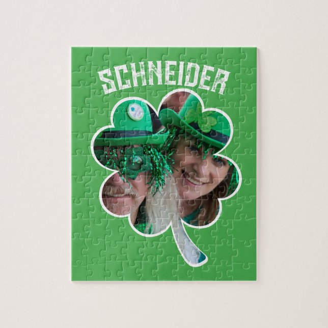 Individuelle Name Irish Klee Foto St Patricks Day Puzzle (Vertikal)
