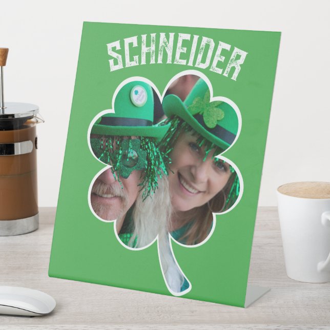 Individuelle Name Irish Klee Foto St Patricks Day Sockelschild (In Situ)
