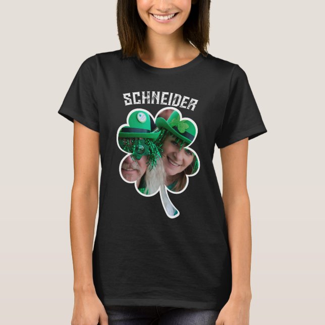 Individuelle Name Irish Klee Foto St Patricks Day T-Shirt (Vorderseite)