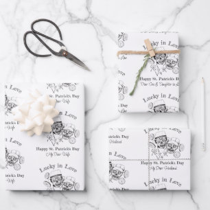 Individuelle Name Irish Sugar Skull Couple Lucky i Geschenkpapier Set