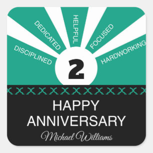 Individuelle Name & Jahr, Jahr der Mitarbeiter Quadratischer Aufkleber