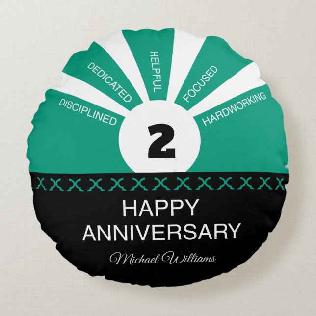 Individuelle Name & Jahr, Jahr der Mitarbeiter Rundes Kissen (Vorderseite)