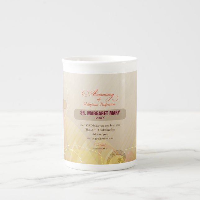 Individuelle Name & Jahr Nun, 60. Jahrestag Religi Prozellantasse (Vorderseite)