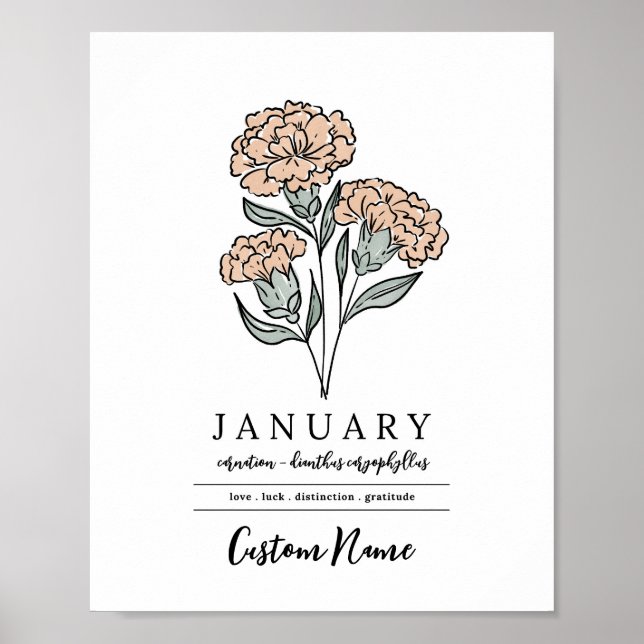 Individuelle Name Januar Birth Flower Garden Inspi Poster (Vorne)