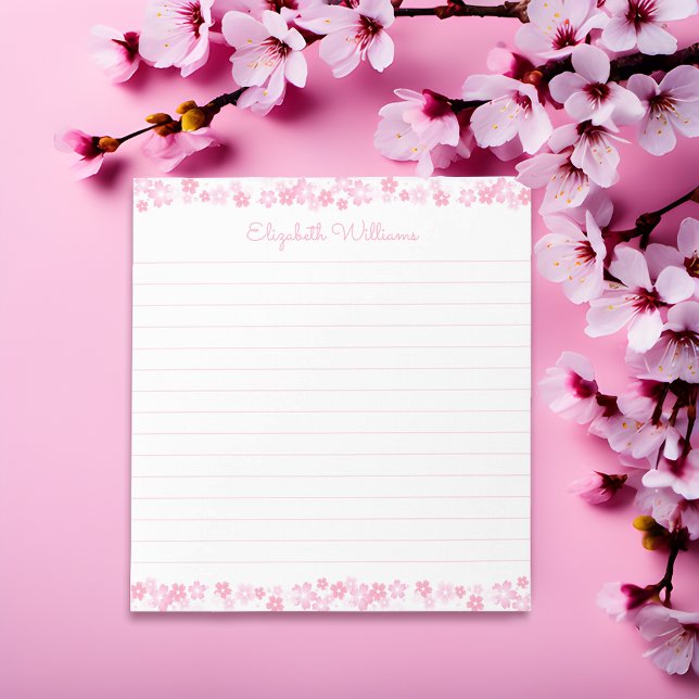 Individuelle Name Japanischer Kirschblossom Lined  Notizblock (Sakura Dreams, Personalized Gleam! 🌸✍️)