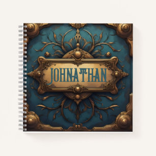 Individuelle Name Journal in Verdigris & Gold Notizbuch