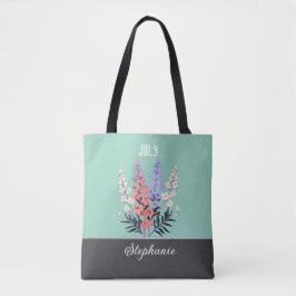 Individuelle Name Juli Geburtstag Blume Tote Tasch