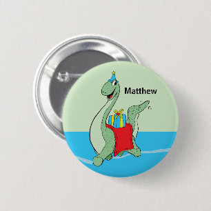 Individuelle Name, Junge, Geburtstag, Dinosaurier Button