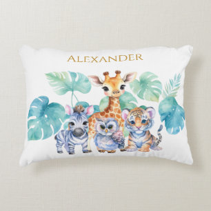 Individuelle Name Jungle Baby Zebra Giraffe und Ti Dekokissen