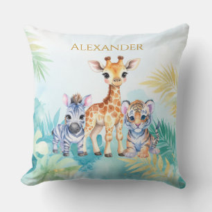 Individuelle Name Jungle Baby Zebra Giraffe und Ti Kissen
