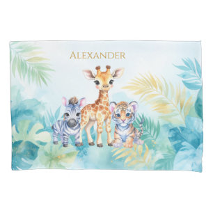 Individuelle Name Jungle Baby Zebra Giraffe und Ti Kissenbezug