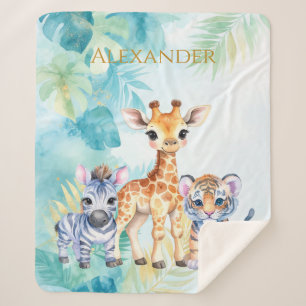 Individuelle Name Jungle Baby Zebra Giraffe und Ti Sherpadecke