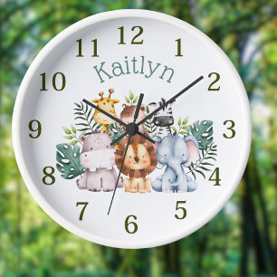 Individuelle Name Jungle Safari Runde Uhr