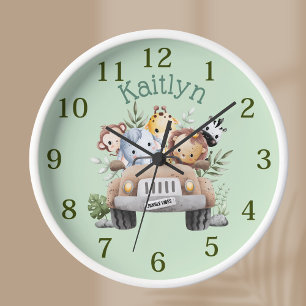 Individuelle Name Jungle Safari Runde Uhr