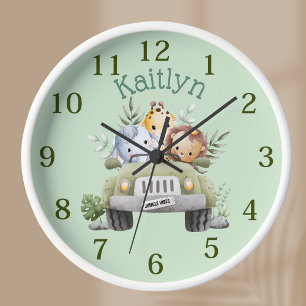 Individuelle Name Jungle Safari Tiere Grüne Uhr