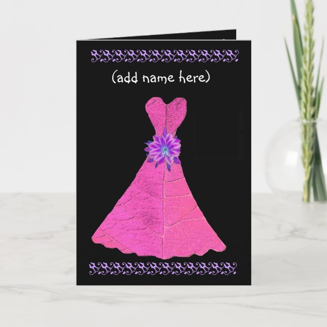 Individuelle Name - JUNIOR BRIDESMAID Card Rosa Go Einladung (Vorderseite)