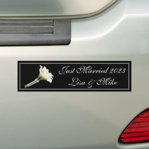 Individuelle Name Just Married Autoaufkleber