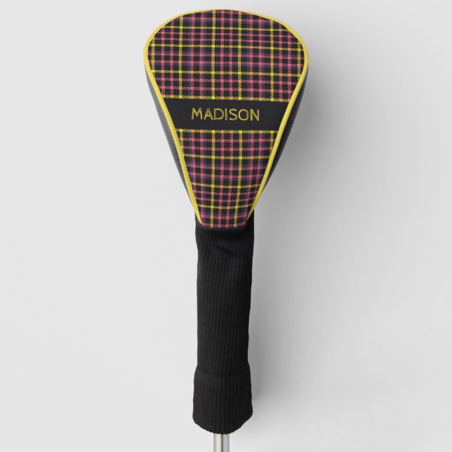 Individuelle Name Kariert / Tartan Muster Golf Headcover (Vorderseite)