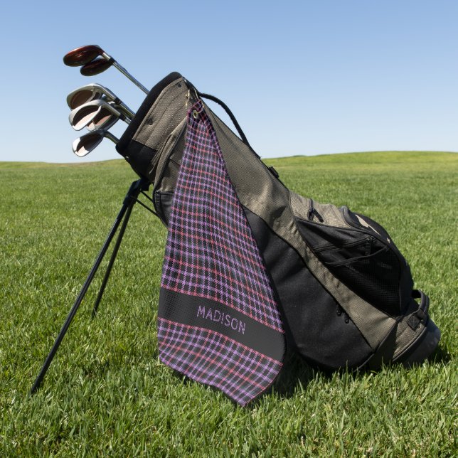 Individuelle Name Kariert / Tartan Muster Golfhandtuch (Gras)