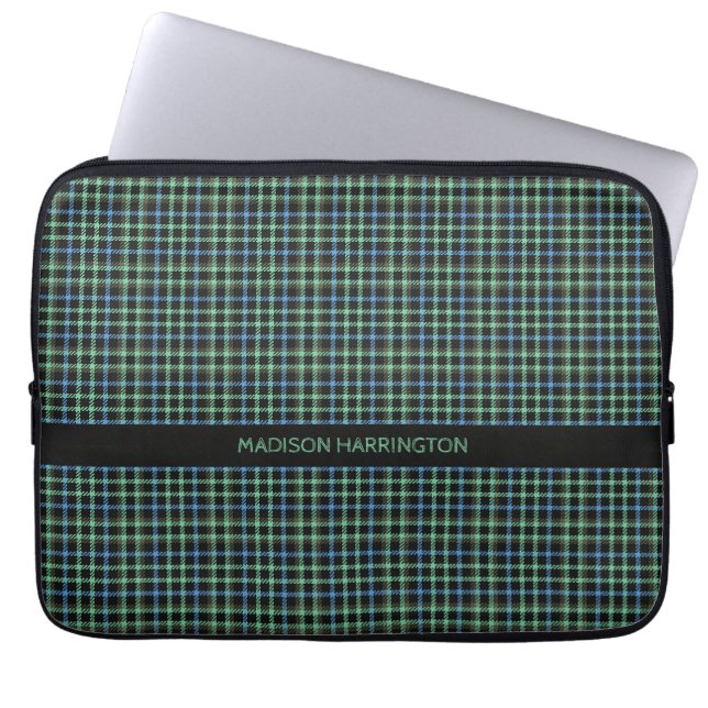 Individuelle Name Kariert / Tartan Muster Laptopschutzhülle (Vorderseite)